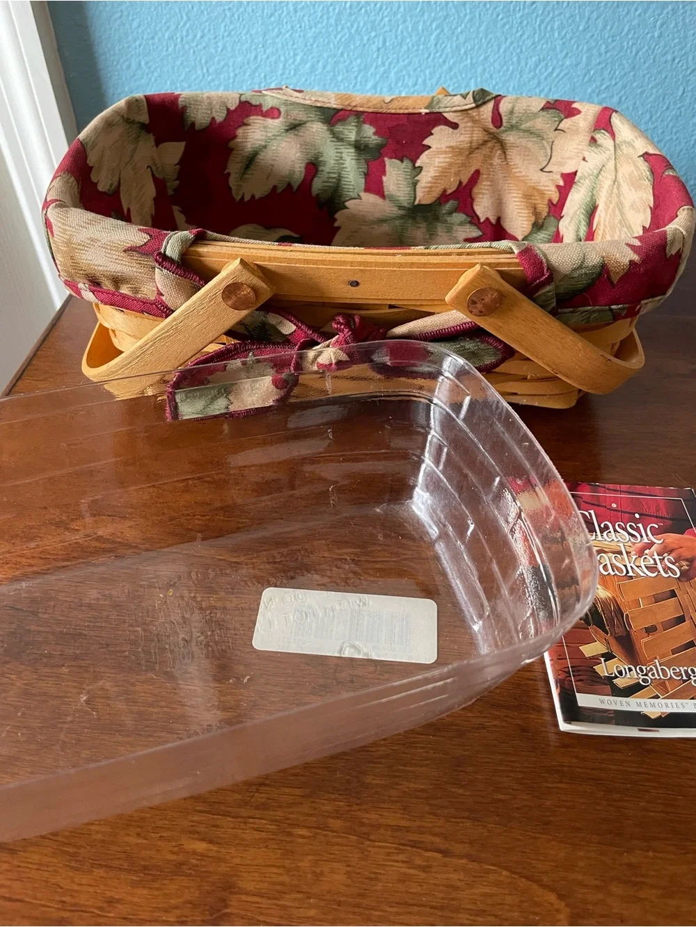 Longaberger Basket Woven Memories Yr 2000 Material Cover Plastic Liner Vintage